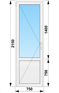 Балконная дверь поворотная с глухим низом 750x2150